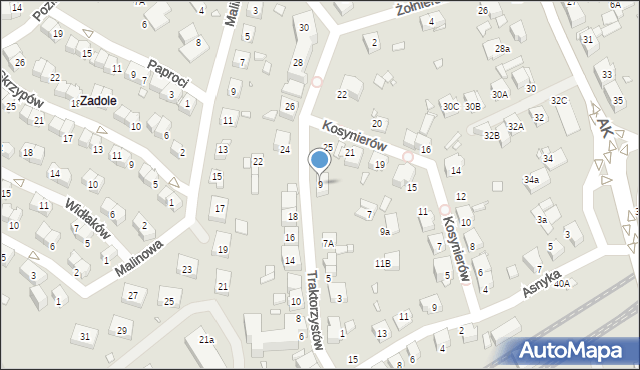 Katowice, Traktorzystów, 9, mapa Katowic