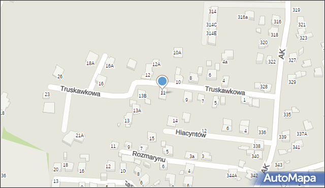 Katowice, Truskawkowa, 11a, mapa Katowic