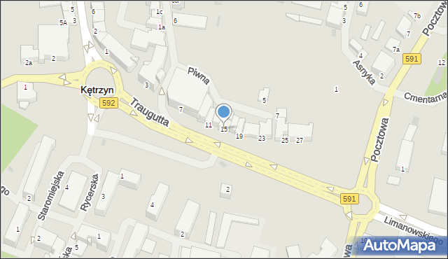 Kętrzyn, Traugutta Romualda, gen., 15, mapa Kętrzyn