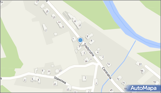 Kobiernice, Tradycyjna, 5a, mapa Kobiernice