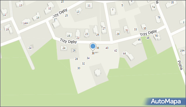 Kolbudy, Trzy Dęby, 36, mapa Kolbudy