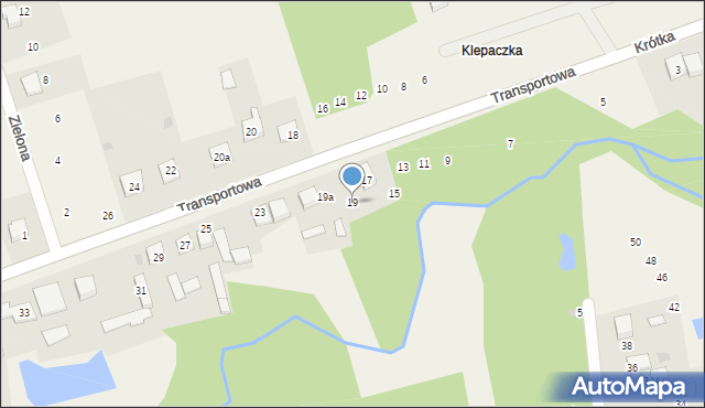 Kolonia Klepaczka, Transportowa, 19, mapa Kolonia Klepaczka