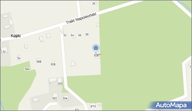 Kopki, Trakt Napoleoński, 62B, mapa Kopki