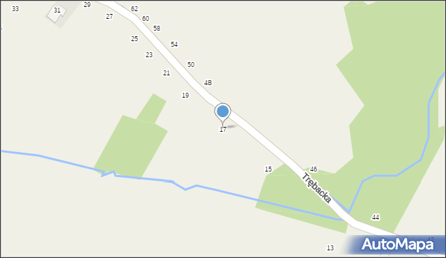 Korczyna, Trębacka, 17, mapa Korczyna