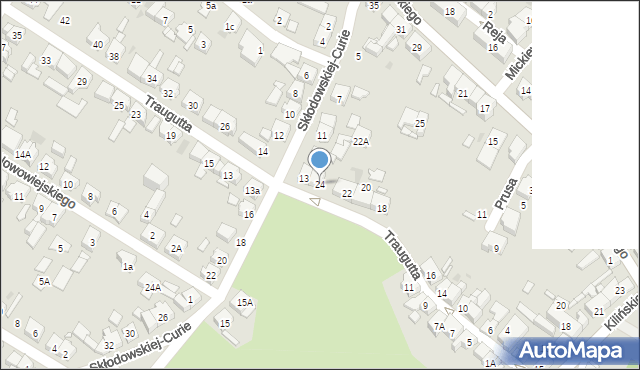 Kościan, Traugutta Romualda, gen., 24, mapa Kościan