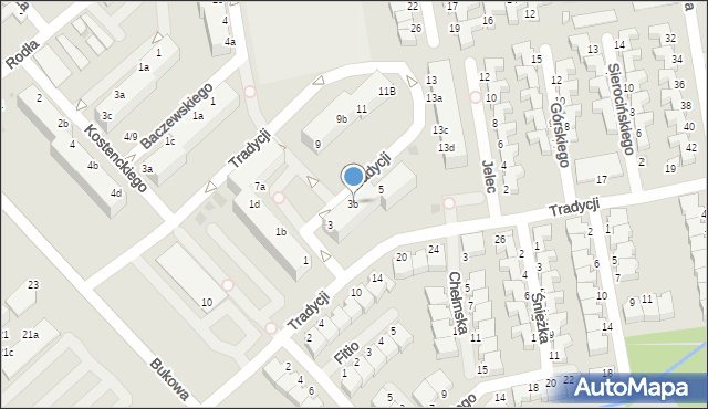 Koszalin, Tradycji, 3b, mapa Koszalina