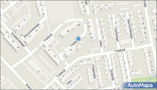 Koszalin, Tradycji, 5a, mapa Koszalina