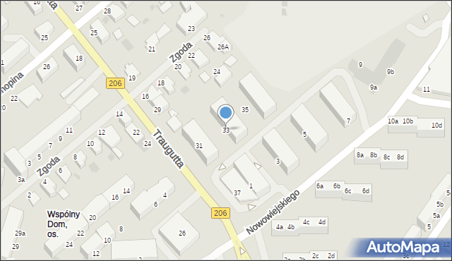 Koszalin, Traugutta Romualda, gen., 33, mapa Koszalina