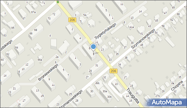 Koszalin, Traugutta Romualda, gen., 8, mapa Koszalina