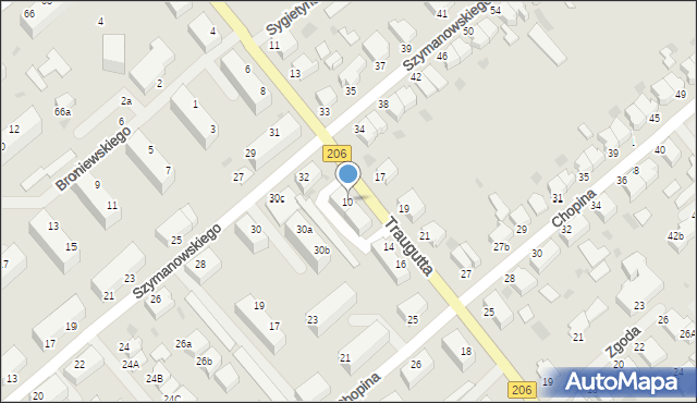 Koszalin, Traugutta Romualda, gen., 10, mapa Koszalina