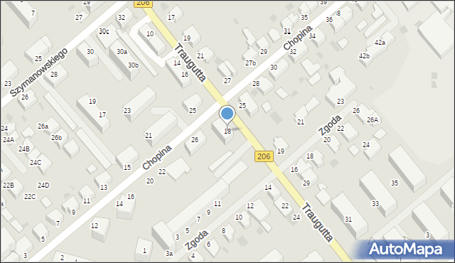 Koszalin, Traugutta Romualda, gen., 18, mapa Koszalina