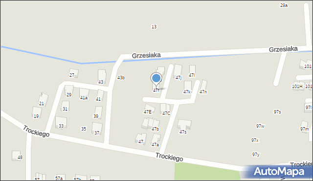 Kraków, Trockiego Franciszka, ks., 47f, mapa Krakowa