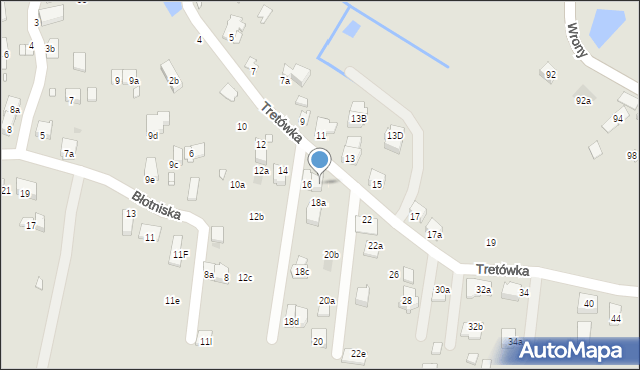 Kraków, Tretówka, 18, mapa Krakowa