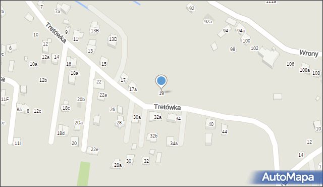 Kraków, Tretówka, 19, mapa Krakowa