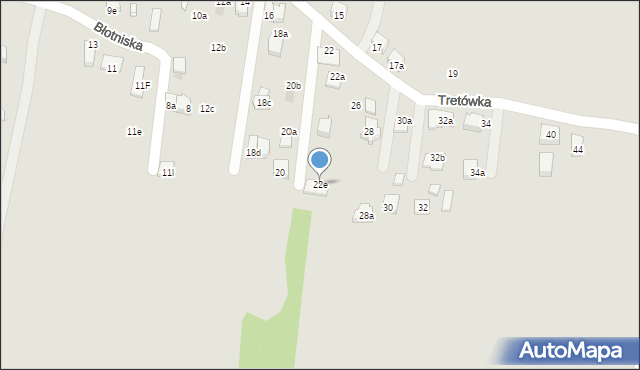 Kraków, Tretówka, 22e, mapa Krakowa