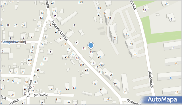 Kraków, Trybuny Ludów, 13, mapa Krakowa