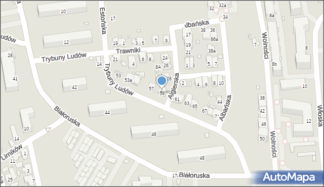 Kraków, Trybuny Ludów, 59, mapa Krakowa