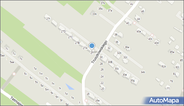 Kraków, Truszkowskiego Stanisława, ks., 27, mapa Krakowa