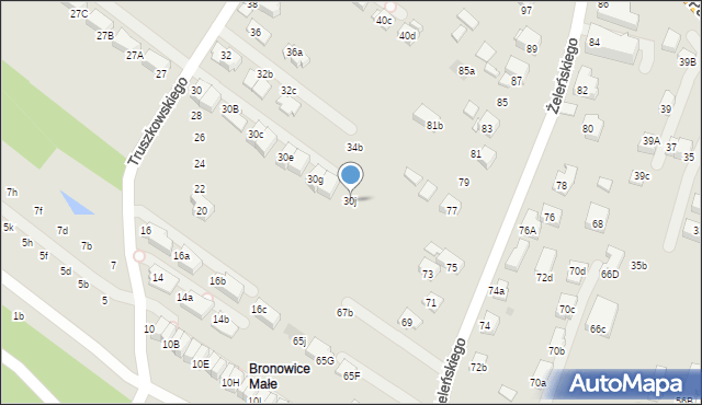 Kraków, Truszkowskiego Stanisława, ks., 30j, mapa Krakowa