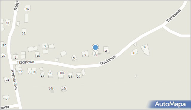 Kraków, Trzcinowa, 11, mapa Krakowa