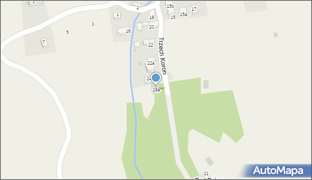 Krościenko nad Dunajcem, Trzech Koron, 24a, mapa Krościenko nad Dunajcem