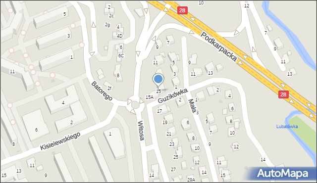 Krosno, Traugutta Romualda, gen., 15, mapa Krosna