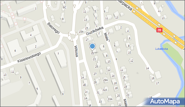Krosno, Traugutta Romualda, gen., 21, mapa Krosna