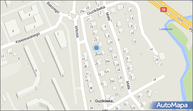 Krosno, Traugutta Romualda, gen., 27, mapa Krosna