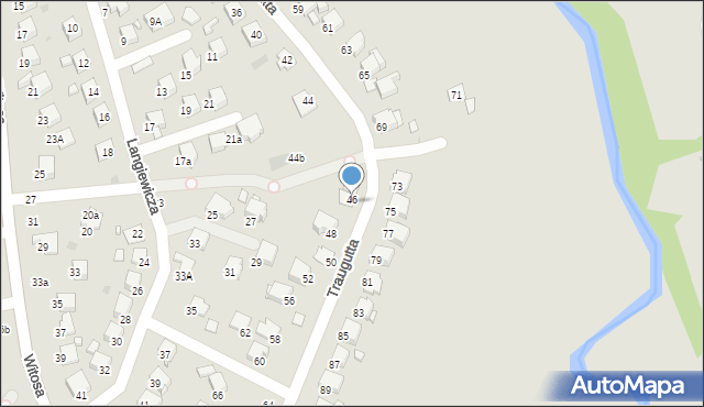 Krosno, Traugutta Romualda, gen., 46a, mapa Krosna