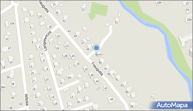 Krosno, Traugutta Romualda, gen., 53, mapa Krosna