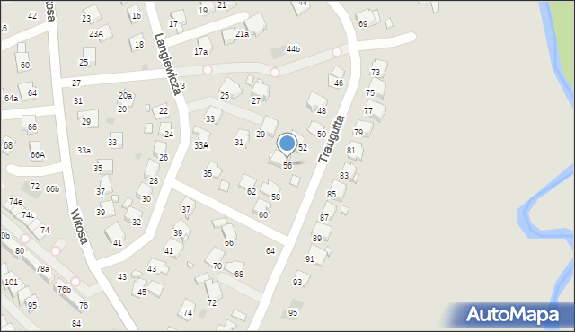 Krosno, Traugutta Romualda, gen., 56, mapa Krosna