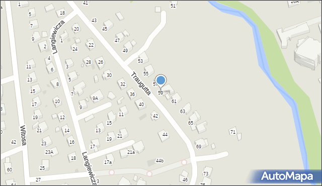 Krosno, Traugutta Romualda, gen., 59, mapa Krosna
