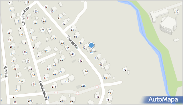 Krosno, Traugutta Romualda, gen., 61, mapa Krosna
