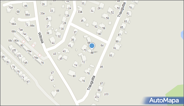 Krosno, Traugutta Romualda, gen., 68, mapa Krosna