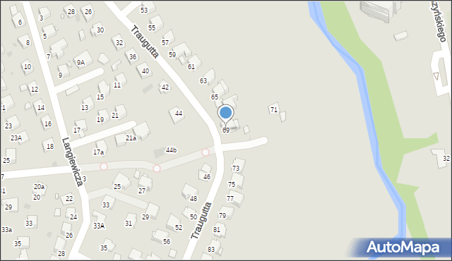 Krosno, Traugutta Romualda, gen., 69, mapa Krosna