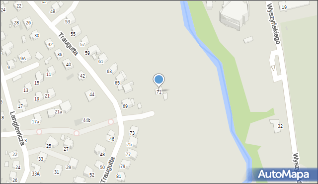 Krosno, Traugutta Romualda, gen., 71, mapa Krosna