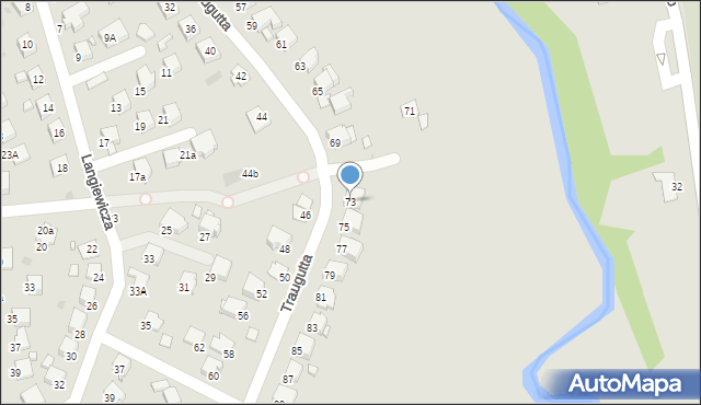 Krosno, Traugutta Romualda, gen., 73, mapa Krosna