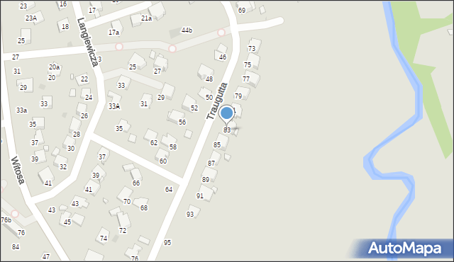 Krosno, Traugutta Romualda, gen., 83, mapa Krosna