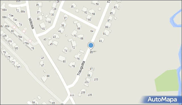 Krosno, Traugutta Romualda, gen., 95, mapa Krosna