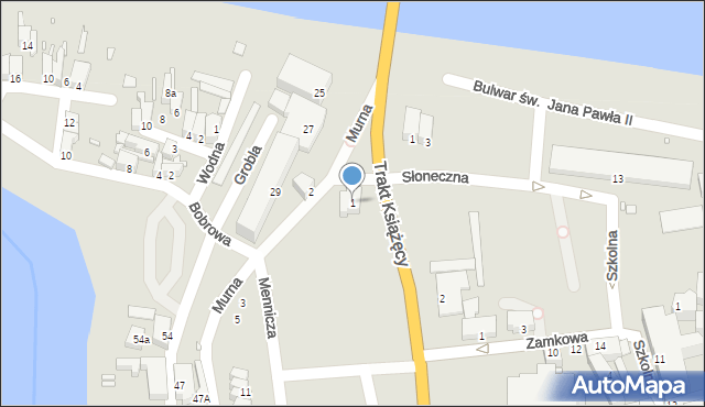 Krosno Odrzańskie, Trakt Książęcy, 1, mapa Krosno Odrzańskie