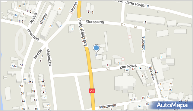 Krosno Odrzańskie, Trakt Książęcy, 2, mapa Krosno Odrzańskie