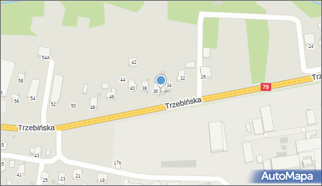 Krzeszowice, Trzebińska, 36a, mapa Krzeszowice