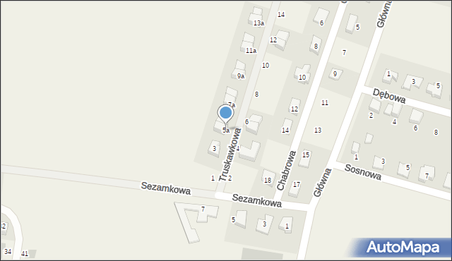 Krzyków, Truskawkowa, 5a, mapa Krzyków