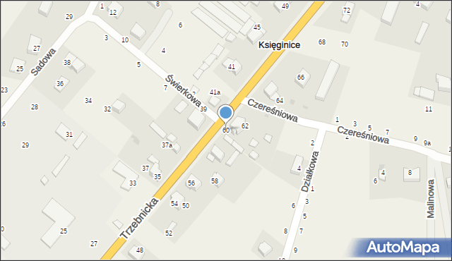 Księginice, Trzebnicka, 60, mapa Księginice