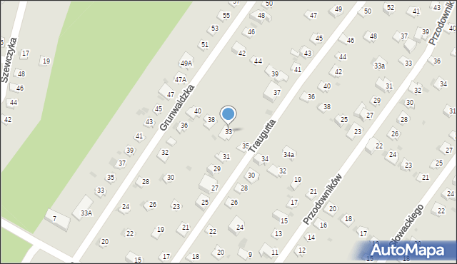 Lędziny, Traugutta Romualda, gen., 33, mapa Lędziny