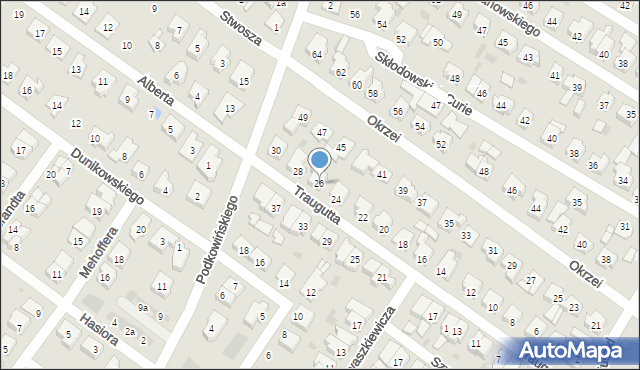 Leszno, Traugutta Romualda, gen., 26, mapa Leszno