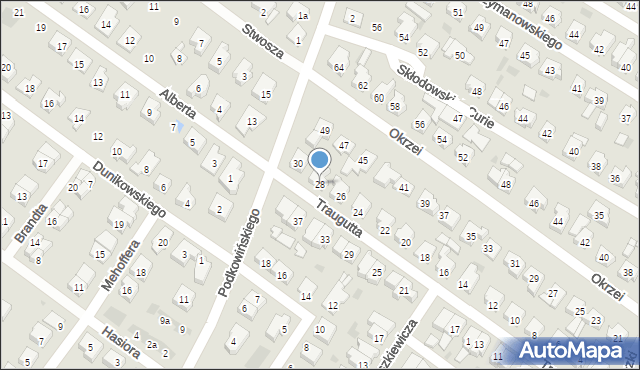 Leszno, Traugutta Romualda, gen., 28, mapa Leszno