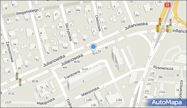 Łódź, Trenknera Henryka, dr., 52, mapa Łodzi