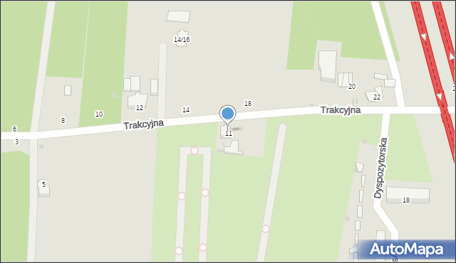 Łódź, Trakcyjna, 11, mapa Łodzi
