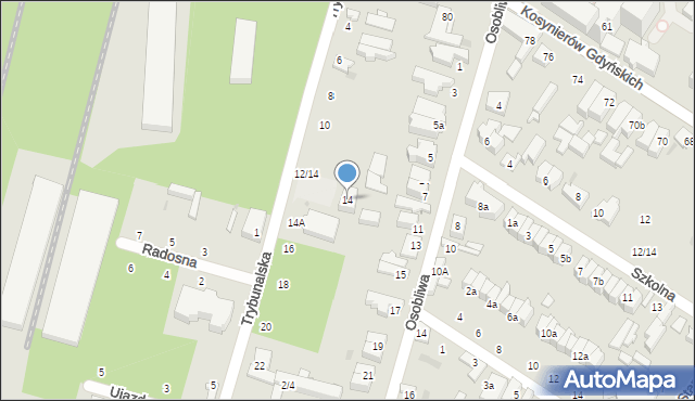 Łódź, Trybunalska, 14, mapa Łodzi